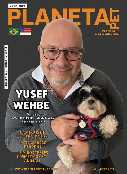 Capa da revista Planeta Pet com Yusef Wehbe e seu pet
